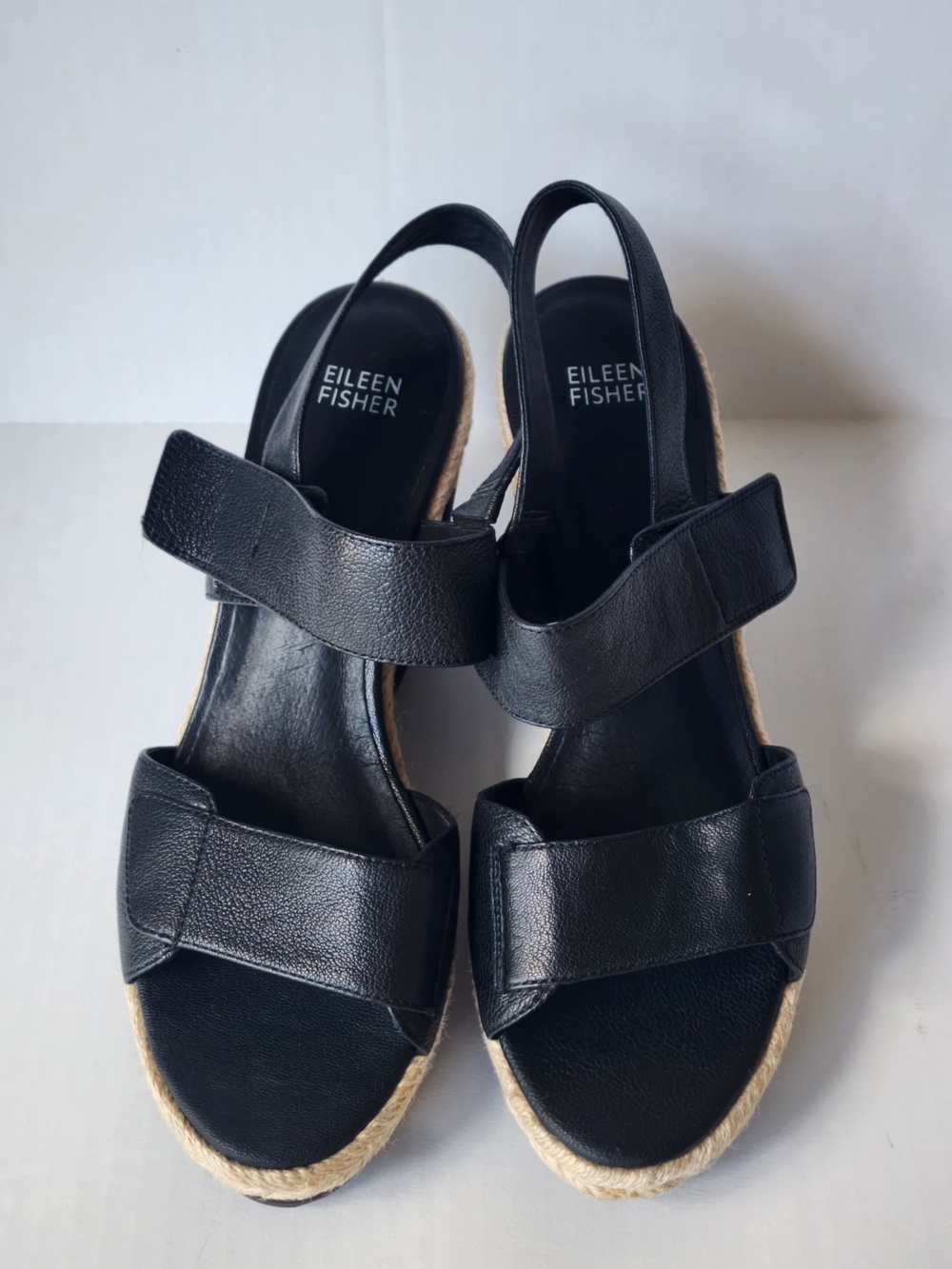 Eileen Fisher Winnie Espadrille Wedge Sandal Size 9 Leather Comfy